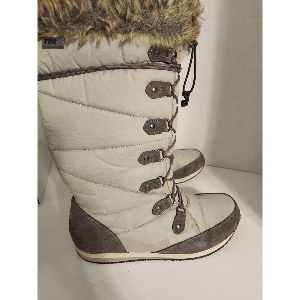 LL Bean 284883 Carrabassett Fur Lace-Up Knee High Winter Snow Boots Women's 8